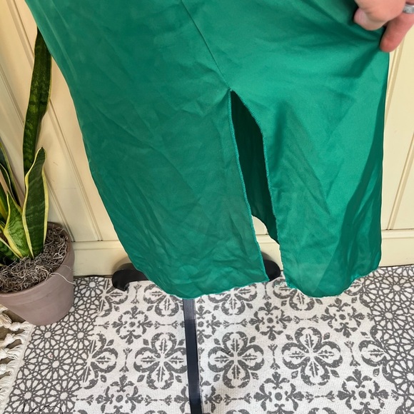 Anthropologie See You Monday Satin Slip Dress M Green Midi Fairycore Balletcore - Picture 5 of 11